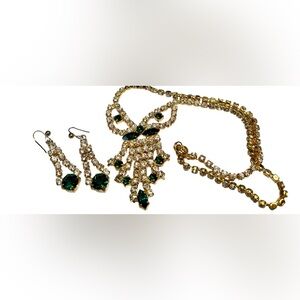Vintage  Gold and Green Jewelry Set